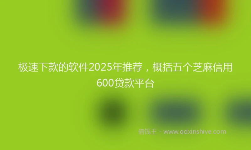 极速下款的软件2025年推荐，概括五个芝麻信用600贷款平台