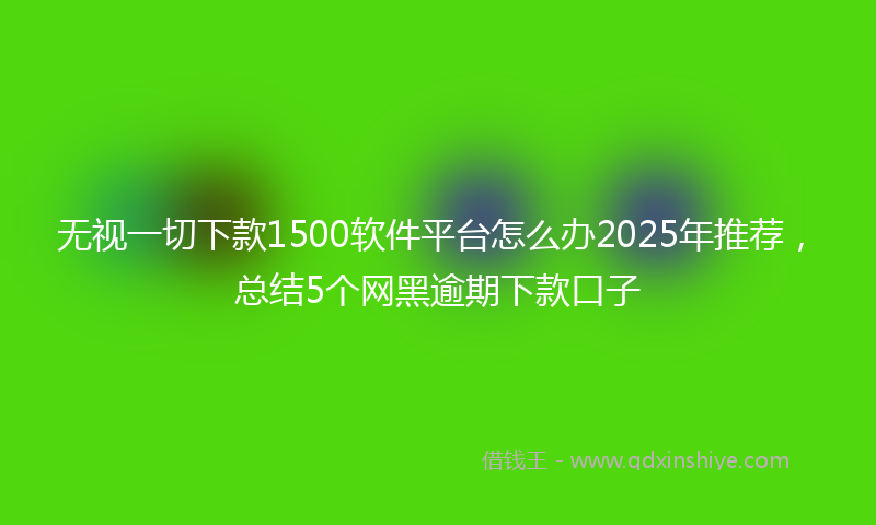 无视一切下款1500软件平台怎么办2025年推荐，总结5个网黑逾期下款口子