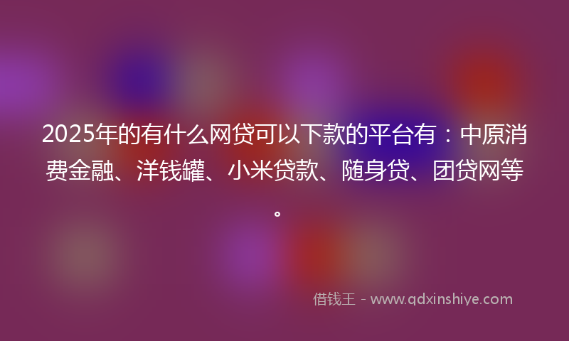 2025年的有什么网贷可以下款的平台有：中原消费金融、洋钱罐、小米贷款、随身贷、团贷网等。