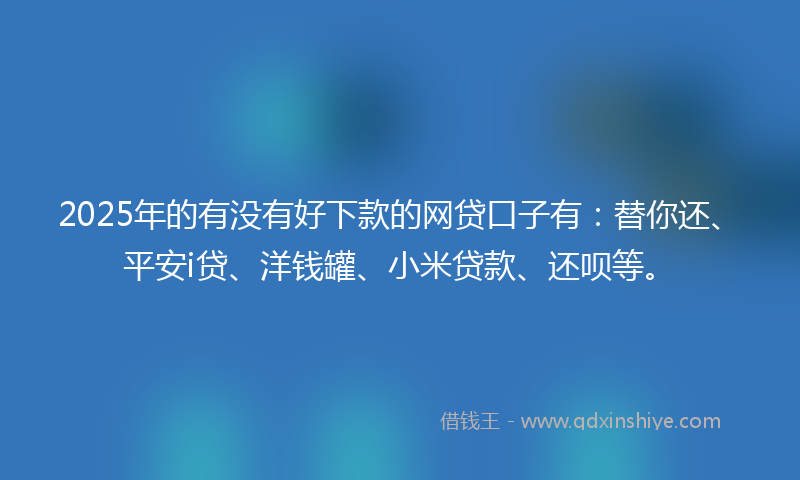 2025年的有没有好下款的网贷口子有：替你还、平安i贷、洋钱罐、小米贷款、还呗等。
