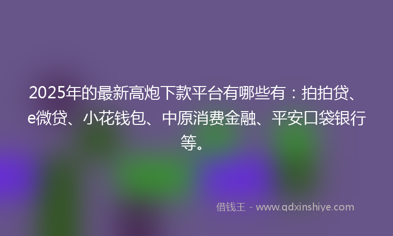 2025年的最新高炮下款平台有哪些有：拍拍贷、e微贷、小花钱包、中原消费金融、平安口袋银行等。