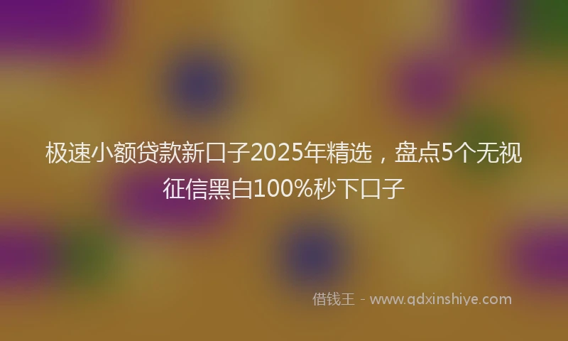极速小额贷款新口子2025年精选，盘点5个无视征信黑白100%秒下口子