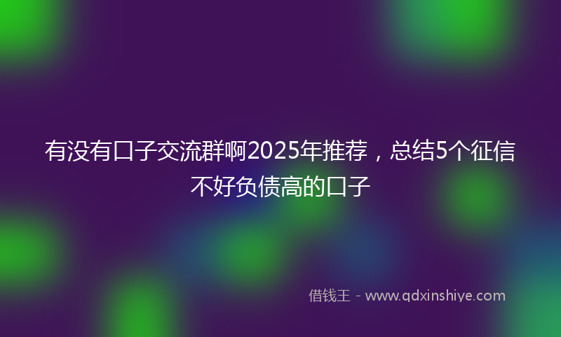 有没有口子交流群啊2025年推荐，总结5个征信不好负债高的口子