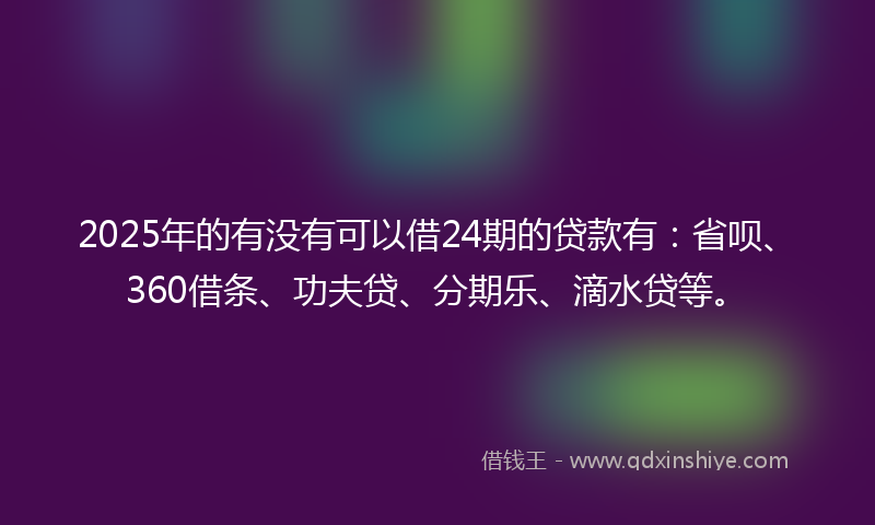 2025年的有没有可以借24期的贷款有：省呗、360借条、功夫贷、分期乐、滴水贷等。