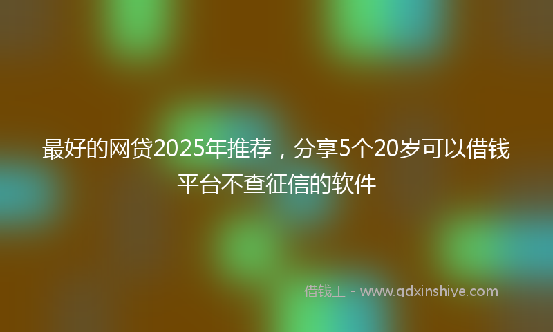 最好的网贷2025年推荐，分享5个20岁可以借钱平台不查征信的软件