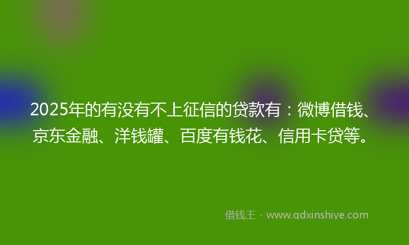 2025年的有没有不上征信的贷款有：微博借钱、京东金融、洋钱罐、百度有钱花、信用卡贷等。