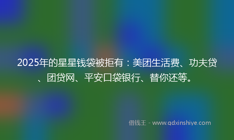 2025年的星星钱袋被拒有：美团生活费、功夫贷、团贷网、平安口袋银行、替你还等。