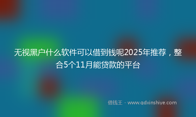 无视黑户什么软件可以借到钱呢2025年推荐，整合5个11月能贷款的平台
