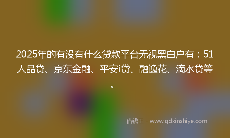 2025年的有没有什么贷款平台无视黑白户有：51人品贷、京东金融、平安i贷、融逸花、滴水贷等。