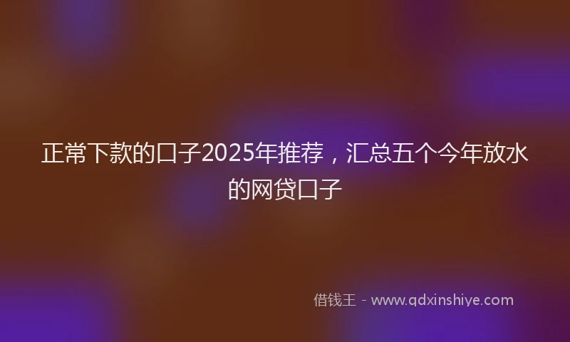 正常下款的口子2025年推荐，汇总五个今年放水的网贷口子