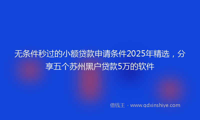 无条件秒过的小额贷款申请条件2025年精选，分享五个苏州黑户贷款5万的软件
