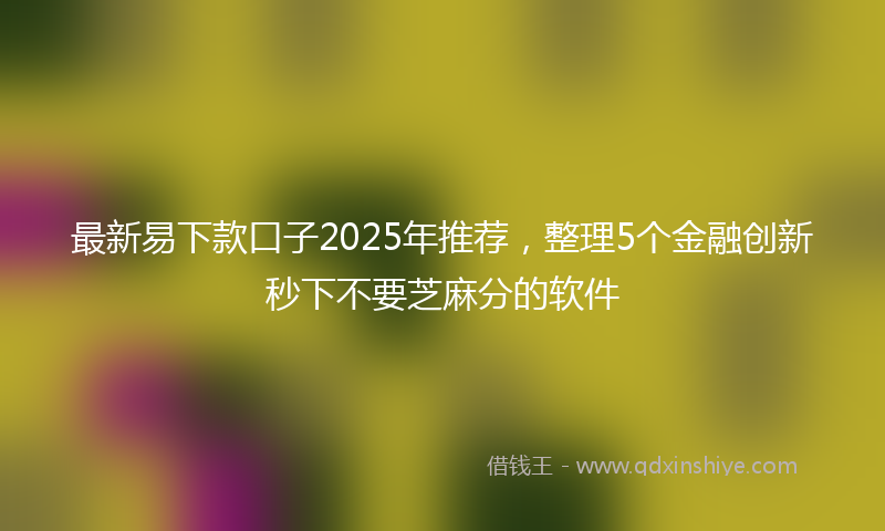 最新易下款口子2025年推荐，整理5个金融创新秒下不要芝麻分的软件