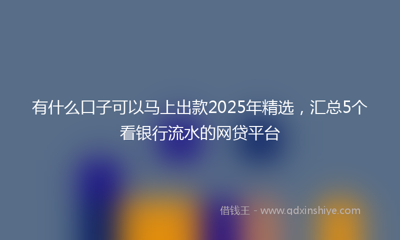 有什么口子可以马上出款2025年精选，汇总5个看银行流水的网贷平台