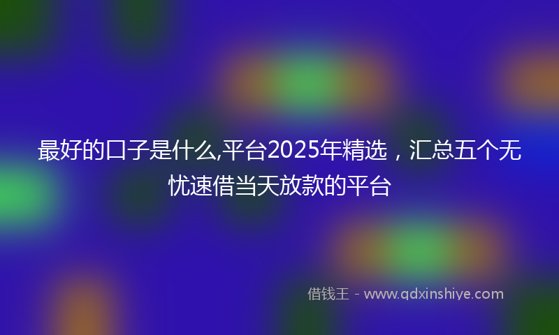 最好的口子是什么,平台2025年精选，汇总五个无忧速借当天放款的平台