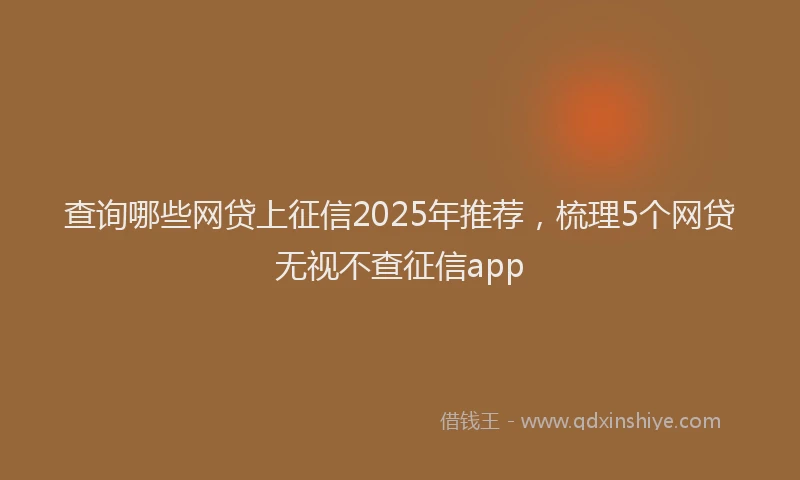 查询哪些网贷上征信2025年推荐，梳理5个网贷无视不查征信app