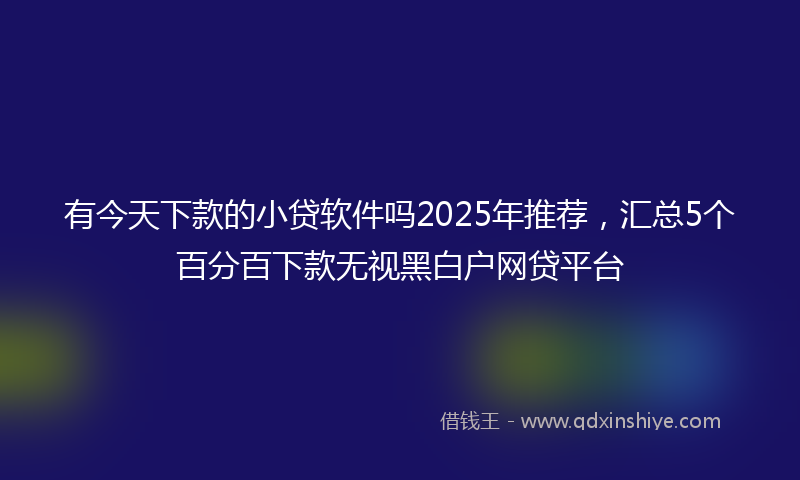 有今天下款的小贷软件吗2025年推荐，汇总5个百分百下款无视黑白户网贷平台