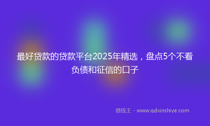 最好贷款的贷款平台2025年精选，盘点5个不看负债和征信的口子