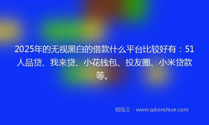 2025年的无视黑白的借款什么平台比较好有：51人品贷、我来贷、小花钱包、投友圈、小米贷款等。