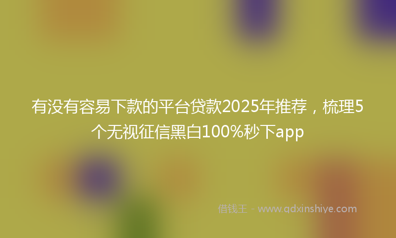 有没有容易下款的平台贷款2025年推荐，梳理5个无视征信黑白100%秒下app