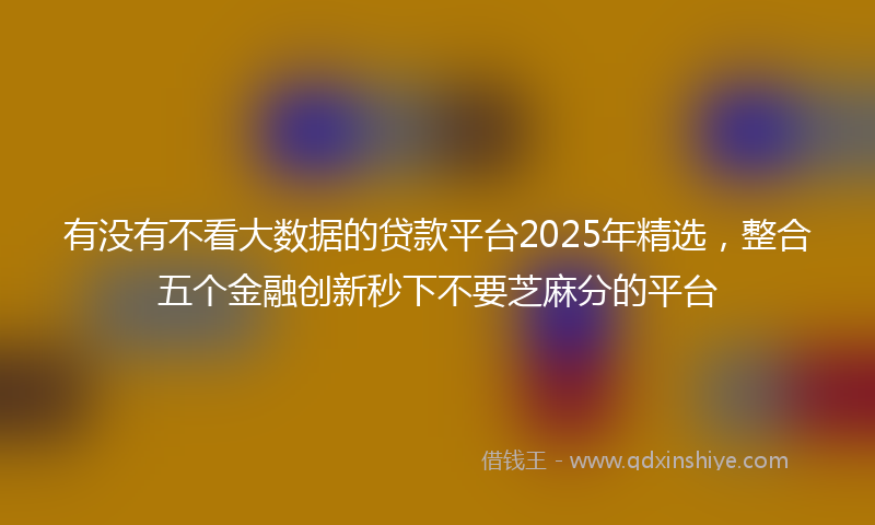 有没有不看大数据的贷款平台2025年精选，整合五个金融创新秒下不要芝麻分的平台