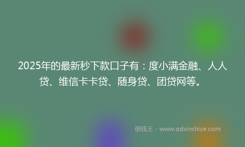 2025年的最新秒下款口子有：度小满金融、人人贷、维信卡卡贷、随身贷、团贷网等。