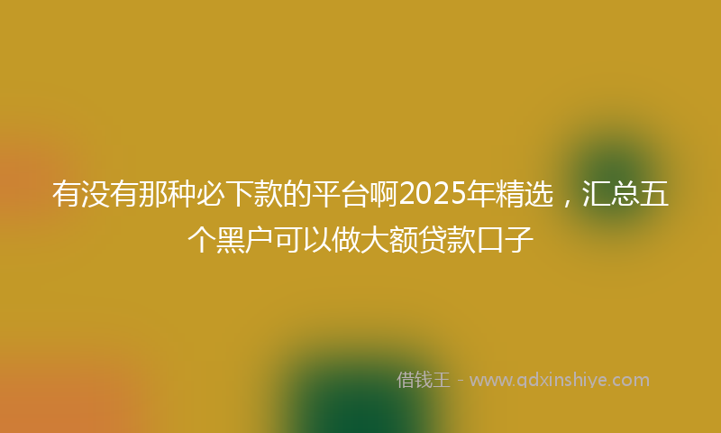 有没有那种必下款的平台啊2025年精选，汇总五个黑户可以做大额贷款口子