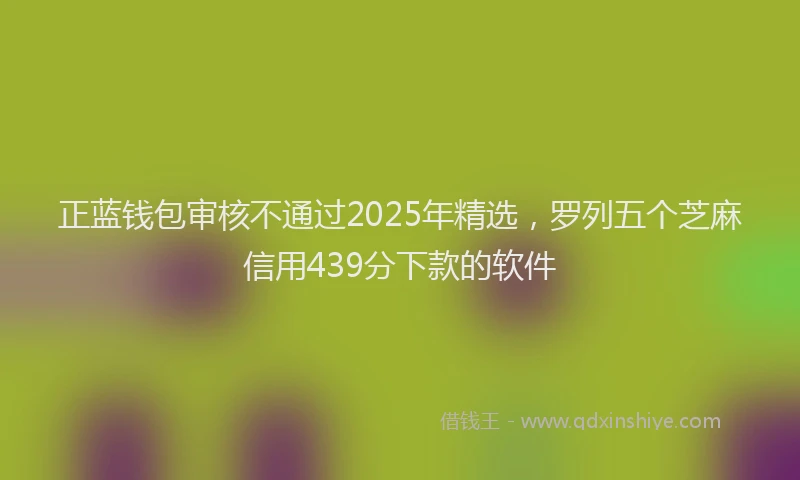 正蓝钱包审核不通过2025年精选，罗列五个芝麻信用439分下款的软件