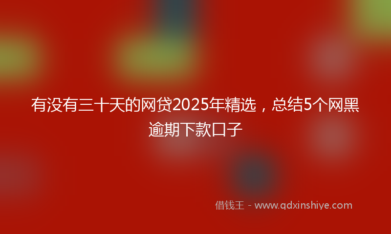 有没有三十天的网贷2025年精选，总结5个网黑逾期下款口子