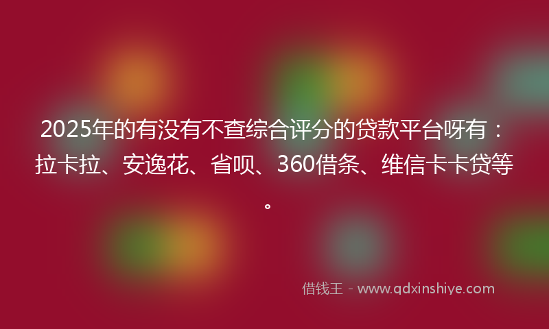 2025年的有没有不查综合评分的贷款平台呀有：拉卡拉、安逸花、省呗、360借条、维信卡卡贷等。