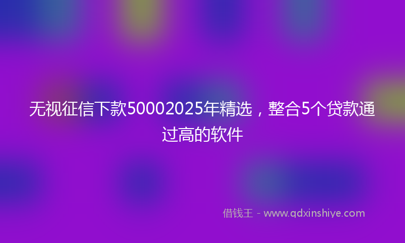 无视征信下款50002025年精选，整合5个贷款通过高的软件