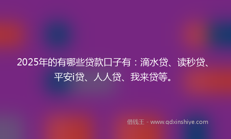 2025年的有哪些贷款口子有：滴水贷、读秒贷、平安i贷、人人贷、我来贷等。