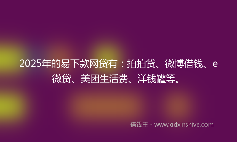2025年的易下款网贷有：拍拍贷、微博借钱、e微贷、美团生活费、洋钱罐等。