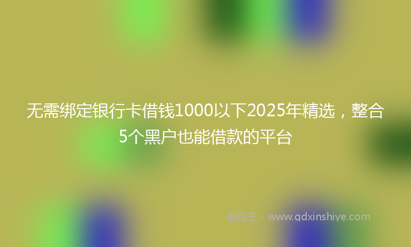 无需绑定银行卡借钱1000以下2025年精选，整合5个黑户也能借款的平台