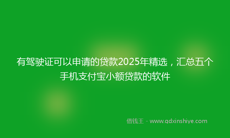 有驾驶证可以申请的贷款2025年精选，汇总五个手机支付宝小额贷款的软件