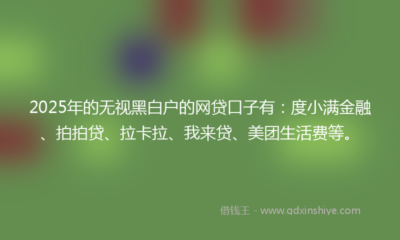 2025年的无视黑白户的网贷口子有：度小满金融、拍拍贷、拉卡拉、我来贷、美团生活费等。