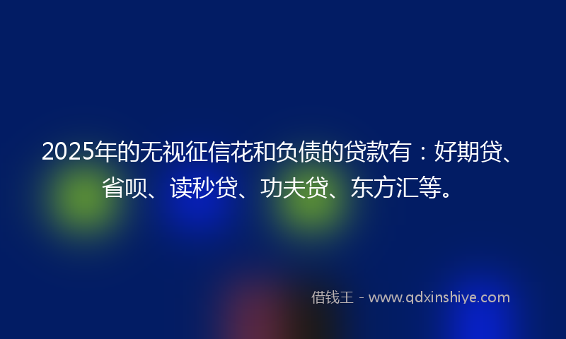 2025年的无视征信花和负债的贷款有：好期贷、省呗、读秒贷、功夫贷、东方汇等。