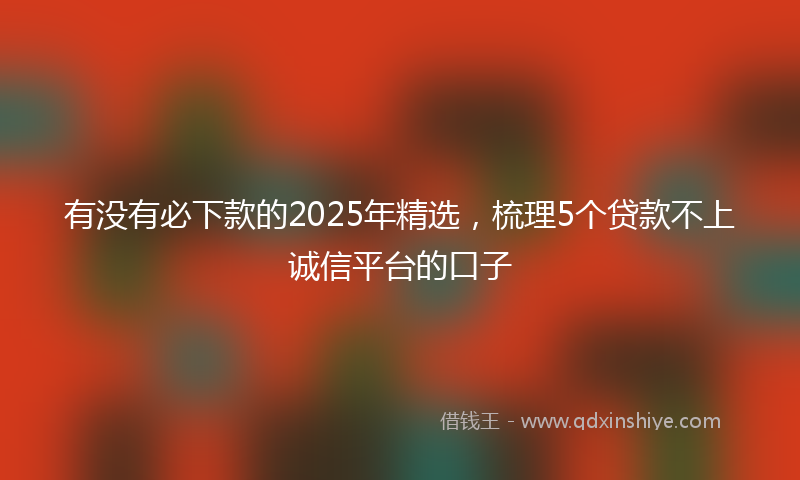 有没有必下款的2025年精选，梳理5个贷款不上诚信平台的口子