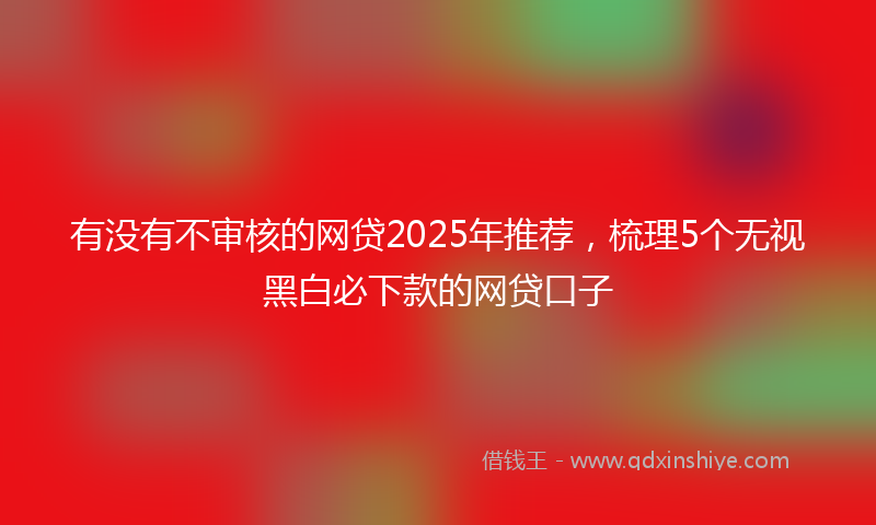 有没有不审核的网贷2025年推荐，梳理5个无视黑白必下款的网贷口子