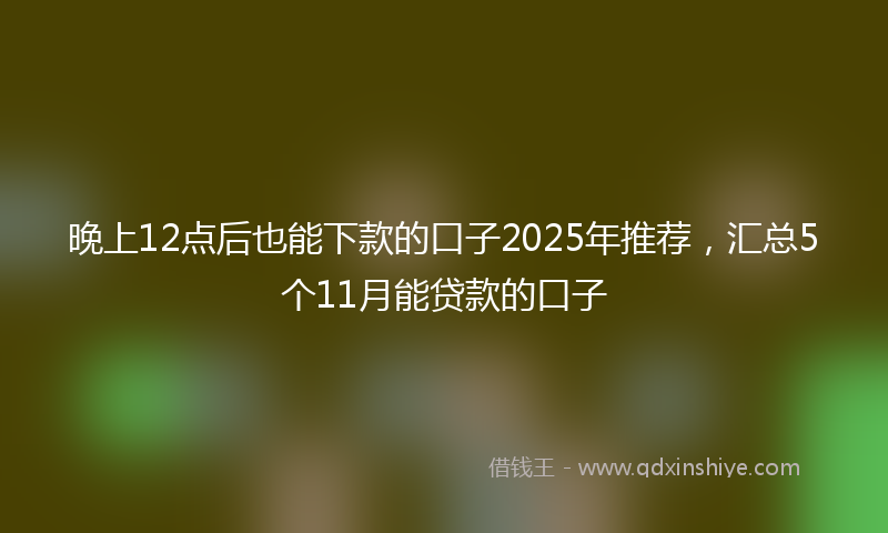 晚上12点后也能下款的口子2025年推荐，汇总5个11月能贷款的口子