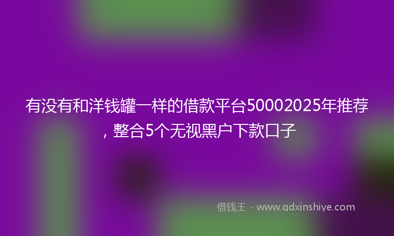 有没有和洋钱罐一样的借款平台50002025年推荐，整合5个无视黑户下款口子
