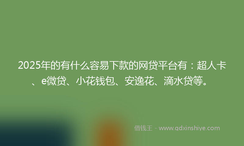 2025年的有什么容易下款的网贷平台有：超人卡、e微贷、小花钱包、安逸花、滴水贷等。