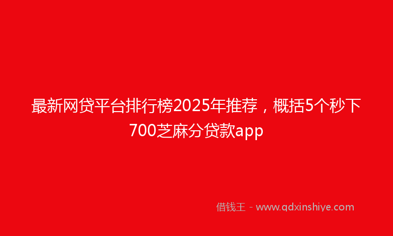 最新网贷平台排行榜2025年推荐，概括5个秒下700芝麻分贷款app
