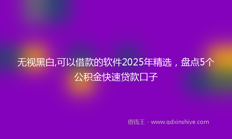 无视黑白,可以借款的软件2025年精选，盘点5个公积金快速贷款口子