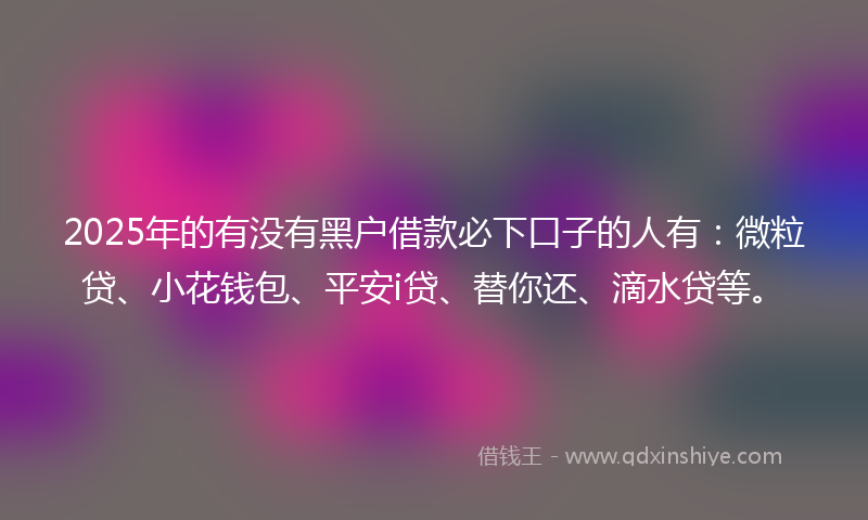 2025年的有没有黑户借款必下口子的人有：微粒贷、小花钱包、平安i贷、替你还、滴水贷等。