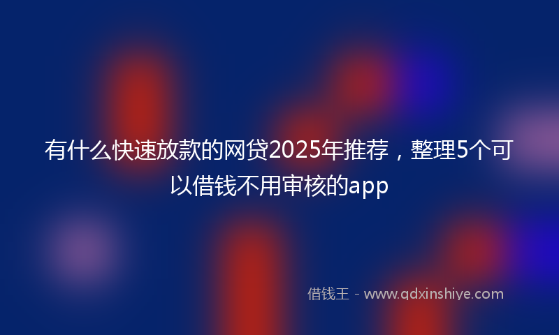 有什么快速放款的网贷2025年推荐，整理5个可以借钱不用审核的app