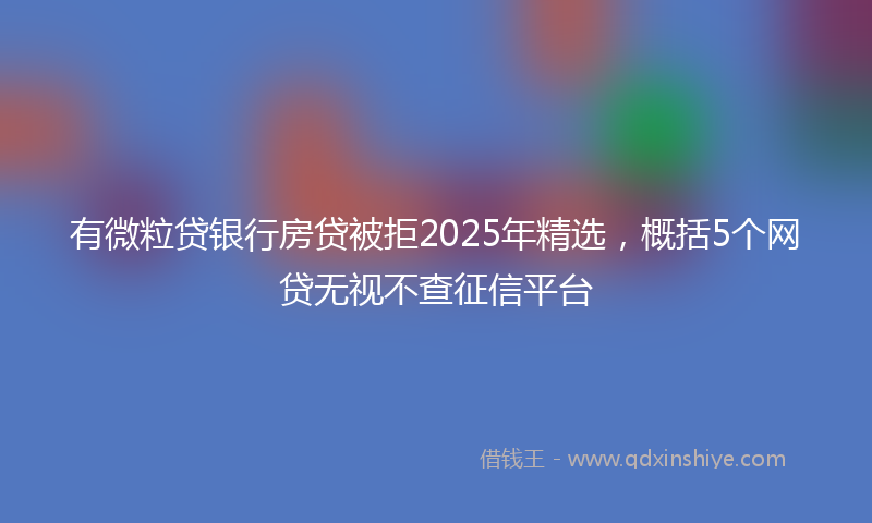 有微粒贷银行房贷被拒2025年精选，概括5个网贷无视不查征信平台