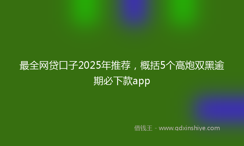 最全网贷口子2025年推荐，概括5个高炮双黑逾期必下款app