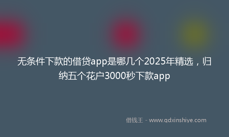 无条件下款的借贷app是哪几个2025年精选，归纳五个花户3000秒下款app