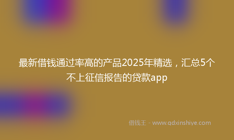 最新借钱通过率高的产品2025年精选，汇总5个不上征信报告的贷款app