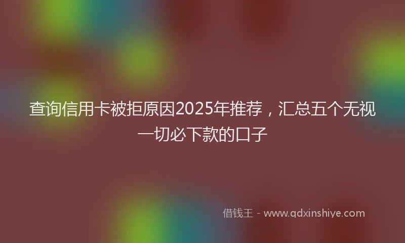 查询信用卡被拒原因2025年推荐，汇总五个无视一切必下款的口子